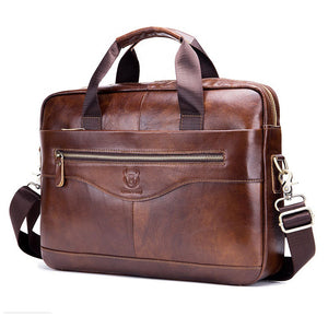 Classic Genuine Leather 14 Inch Bull Captain Briefcase