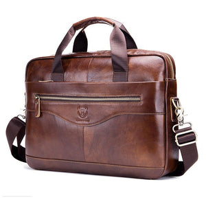 Open image in slideshow, Classic Genuine Leather 14 Inch Bull Captain Briefcase
